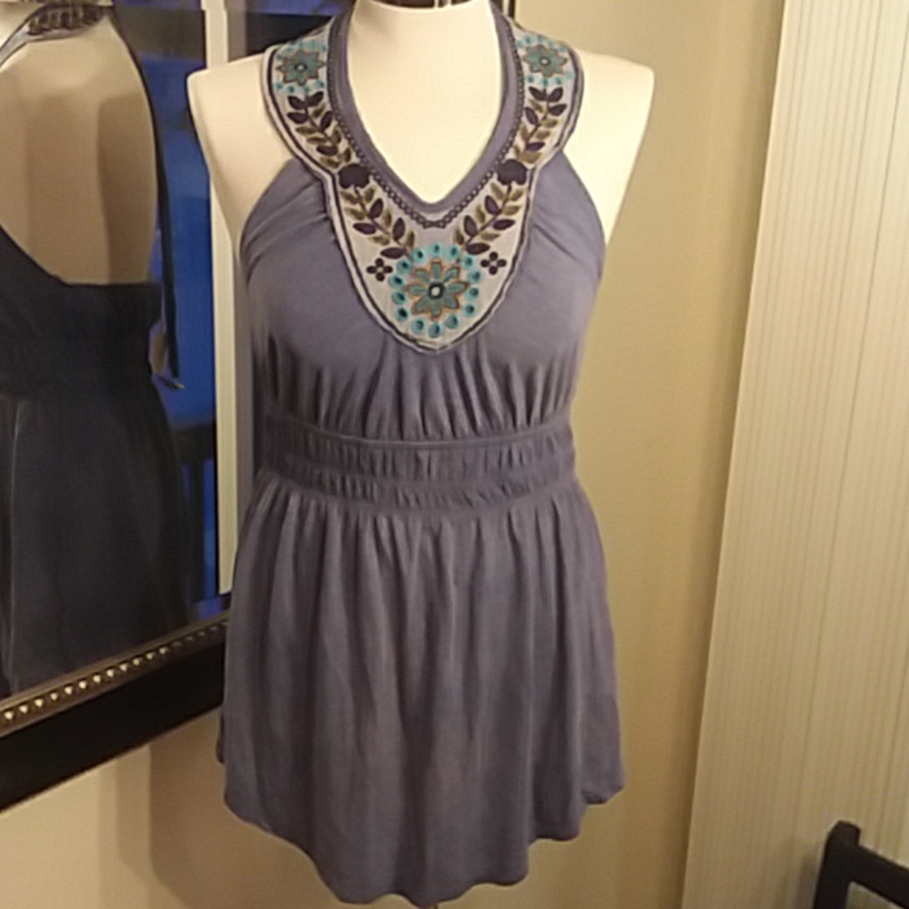 Miss Me Embroidered halter tank